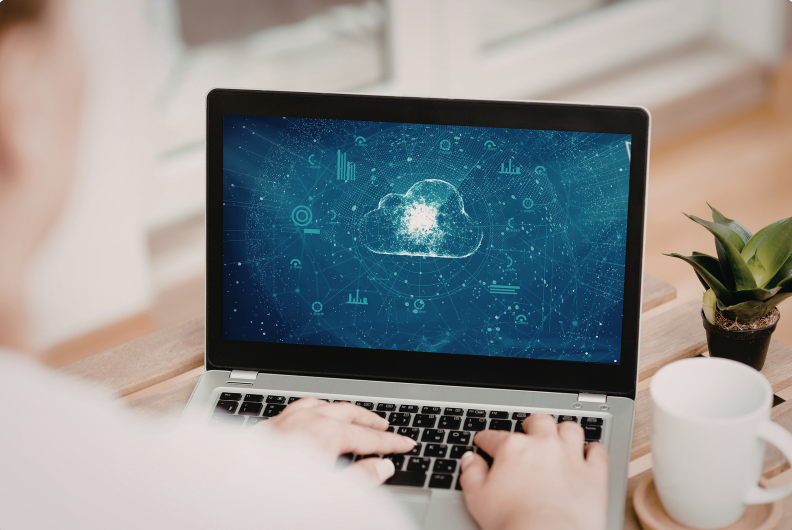 Student exploring AI and cloud technology concepts on a laptop, reflecting flexible online learning at Asra Hub