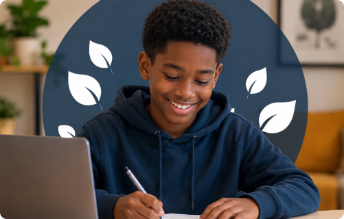 Student studying modern languages online