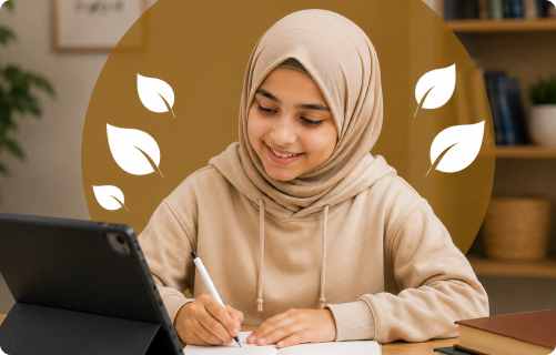 Student studying academic subjects online