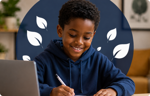 Student studying modern languages online
